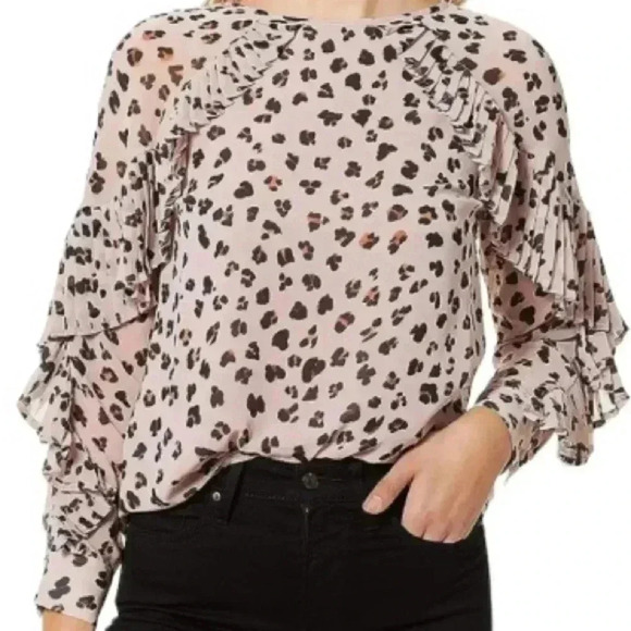 Cupcakes & Cashmere Deen Leopard-Print Top with Pleated Trim - Picture 1 of 8